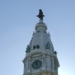 William stands atop the City Hall tower.