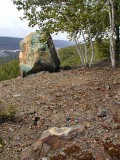 Orientation view, facing west-southwest and the yellow boulder.