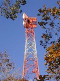 The upper portion of the microwave tower.
