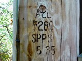 The numbers on the powerline pole that is about 27 feet at 220° magnetic from the bolt.