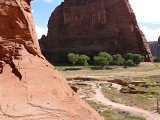 The White House Trail winds its way through the canyon, past verdant groves and towering rock formations.