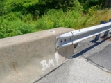 Eyelevel view; painted BM on the bridge marks the spot