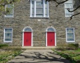 The two doors indicate that this church was once shared by two different congregations.