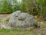 Eyelevel view of the disk on the large boulder