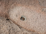 Eyelevel view of the disk in the boulder
