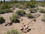 The mark is surrounded by rock piles.
