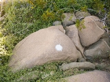 Eyelevel view of the disk on the boulder