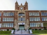 The front of the school building, mark location indicated